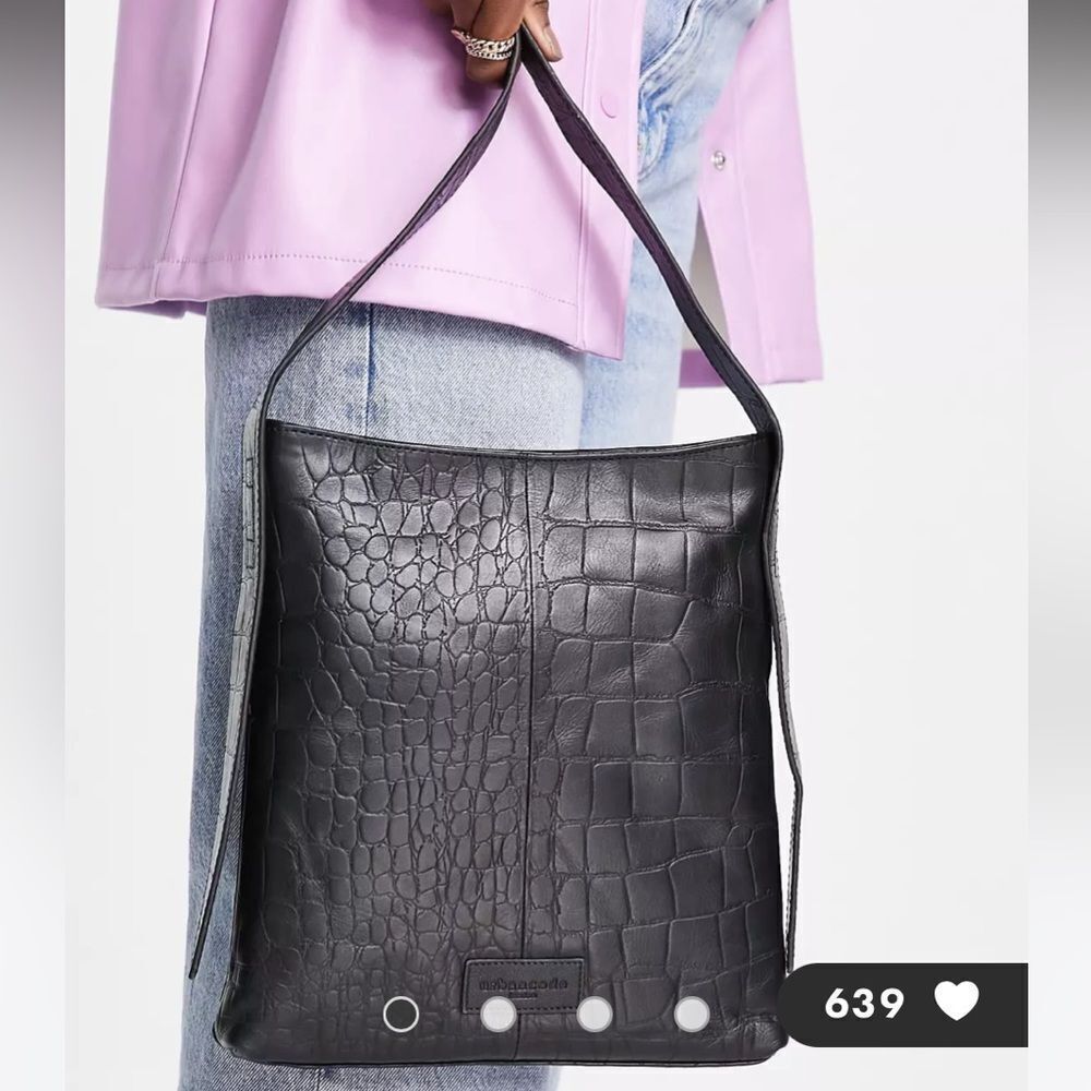 Urbancode croc leather shoulder bag in‎ black NWT in packaging